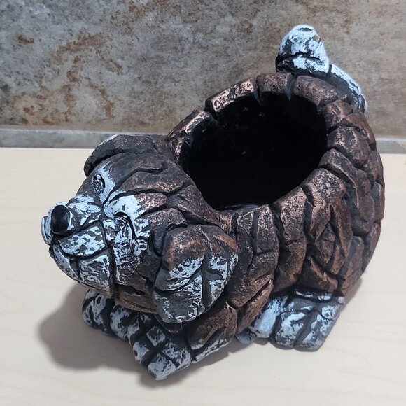 Dog Planter Distressed Stone Effect Finish Succulent Flowerpot Small Cement Anim - Picture 7 of 13